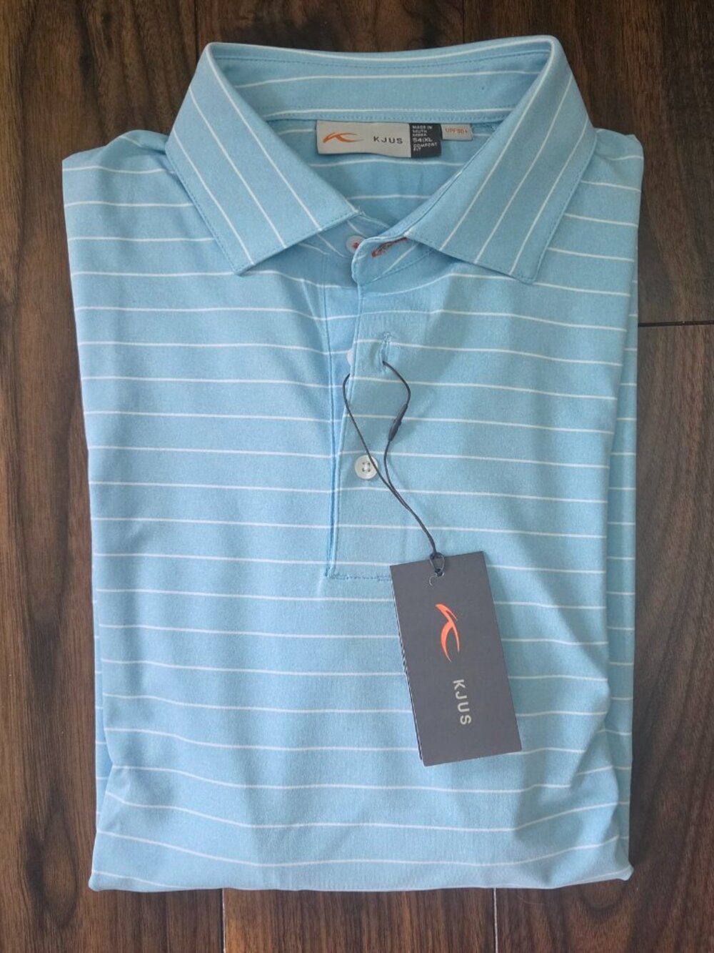 NWT KJUS Soren Melange Polo Shirt Striped L/S Men's Size XL Cerulean Blue